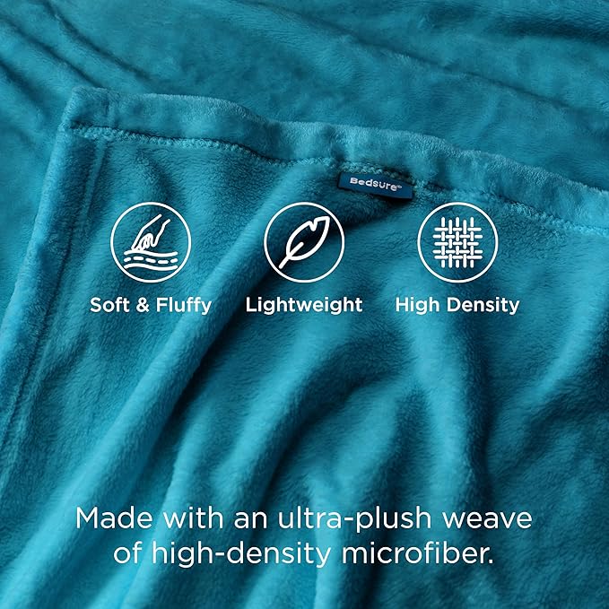 Bedsure Teal Blue Fleece Blanket 50x70 Blanket - 300GSM Soft Lightweight Plush Cozy Blankets for Bed, Sofa, Couch, Travel, Camping