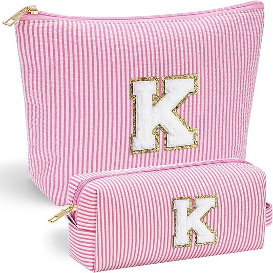 YOOLIFE Valentines Day Gifts for Women Kids Teen Girls Birthday Gifts for 6 7 8 9 10 11 12 13 Year Old Girls Initial Birthday Gift Makeup Bag for Girl Daughter Sister Teacher Friend Girlfriend Pink K