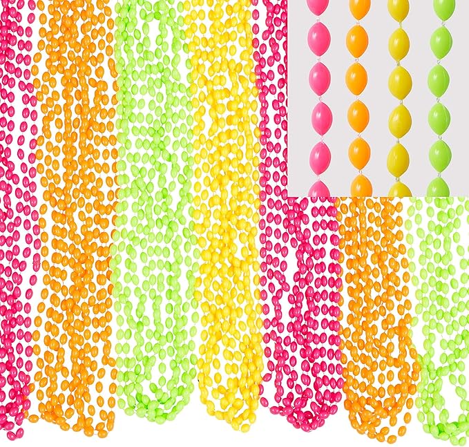 Assorted Neon Colors Bead Necklaces – 30" (Pack Of 50) - Ideal For Glamorous Celebrations & Gatherings