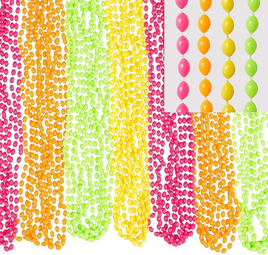 Assorted Neon Colors Bead Necklaces – 30" (Pack Of 50) - Ideal For Glamorous Celebrations & Gatherings