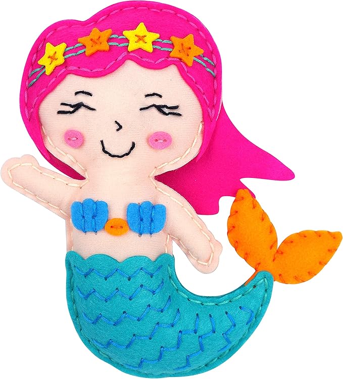 C.S. Kids My Mermaid Sea World 4-in-1 DIY Mega Kit for Kids (10 Arts and Crafts Projects: Sewing Kits for Doll and Keychain, Scratch Art, Diamond Art) Handcraft/Creative Art/DIY