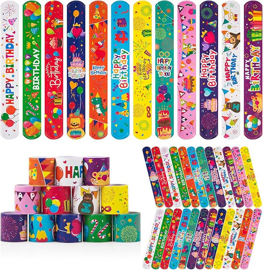 36 Pcs Happy Birthday Slap Bracelets for Kids Birthday Bracelets Bulk for classroom Snap Bracelet Party Favors Supplies for Boys&Girls Birthday Wristbands for Classroom supplies Holiday Gifts