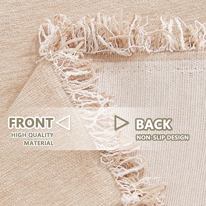 MYSKY HOME Khaki Sectional Sofa Covers Chenille Couch Cover for Dogs Solid Sofa Cover for 3 Cushion Couch Washable Couch Covers with Tassel Edge L Shape Sofa Throw Large Sofa Slipcover, 71" X134"