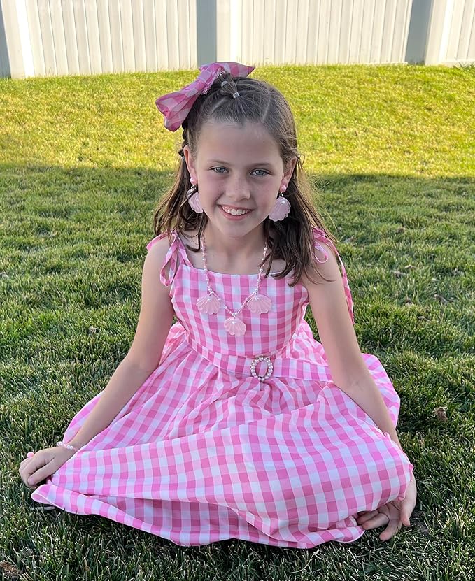 GZ-LAOPAITOU Pink Princess Dress for Girls Movie Cosplay Costume Outfits Kids Halloween Party Princess Dress Up Clothes