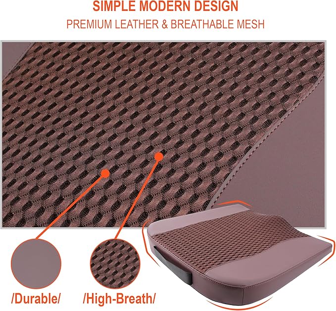 Car Seat Cushion, Comfort Memory Foam Car Cushions for Driving - Sciatica & Lower Back Pain Relief, Driver Seat Pillow for Auto, Office Chair, Wheelchair - 4D Mesh Brown