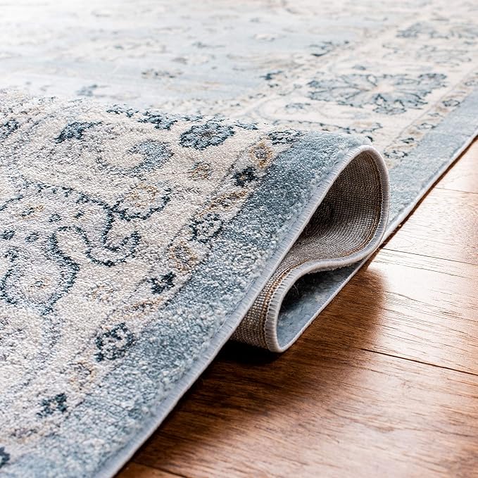 SAFAVIEH Isabella Collection Runner Rug - 2'2" x 7', Light Blue & Cream, Oriental Design, Non-Shedding & Easy Care, Ideal for High Traffic Areas in Living Room, Bedroom (ISA940M)