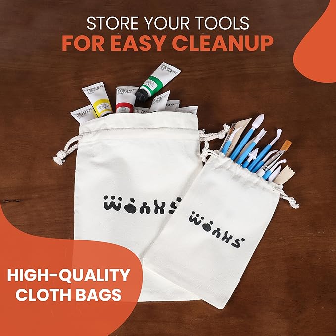 Air Dry Clay Pottery Kit for Adults & Kids - 30 Piece Kit - Acrylic Paint & Sculpting Tools Included - Carving Kit, Clay Sponge & More - A Complete Beginners Pottery Set - 2KGs of Clay Included