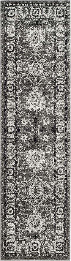 SAFAVIEH Vintage Hamadan Collection Runner Rug - 2'3" x 8', Grey & Black, Oriental Traditional Persian Design, Non-Shedding & Easy Care, Ideal for High Traffic Areas in Living Room, Bedroom (VTH214K)