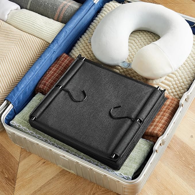 MAX Houser 6 Tier Shelf Hanging Closet Organizer, Closet Hanging Shelf with 2 Sturdy Hooks for Storage, Foldable (Black)