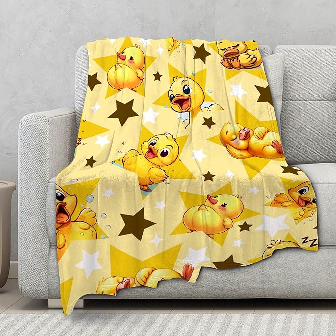 Aparajita Yellow Star Ducks Adult Duck Blanket Kids Funny Blanket Suitable for Bedroom Bed Sofa Crib Couch Chair Outdoor All Season Items That Yellow Duck Lovers Will Love 40"x30"for Pets