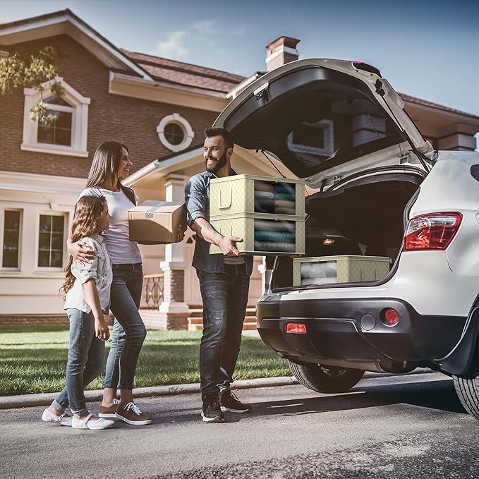 Sorbus Medium Clothes Storage Bags - Foldable Blanket Storage Bins for Organizing Bedroom, Closet, Clothing, Comforter, Organization with Clear Window, Lids and Carry Handles - Set of 6