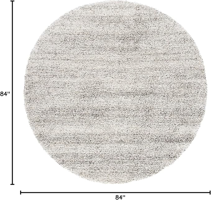 SAFAVIEH Hudson Shag Collection 7' Round Ivory/Grey SGH295B Modern Abstract Non-Shedding Living Room Bedroom Dining Room Entryway Plush 2-inch Thick Area Rug