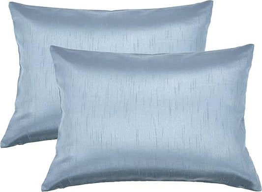 Aiking Home 12x18 Inches Faux Silk Rectangular Throw Pillow Cover, Zipper Closure, Slate (Set of 2)