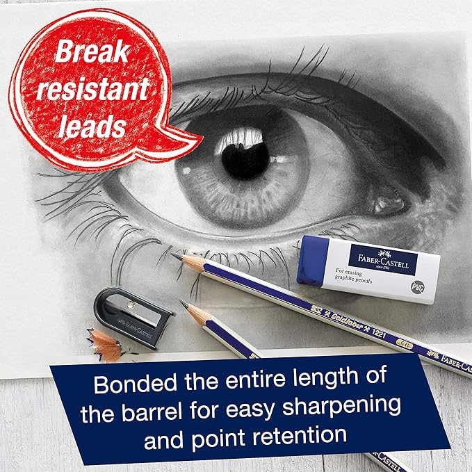 Faber-Castell Graphite Sketch Pencil Set - 6 Graphite Pencils (2H, HB, B, 2B, 4B, 6B), Drawing Pencils and Sketching Supplies