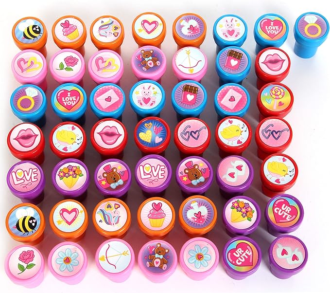 JOYIN 50 Pcs Valentines Day Arts and Crafts Stamper for Kids, Stamps for Valentine’s Day Classroom Exchanging Gifts, Novelty Party Favor, Classroom Holiday Reward Prizes