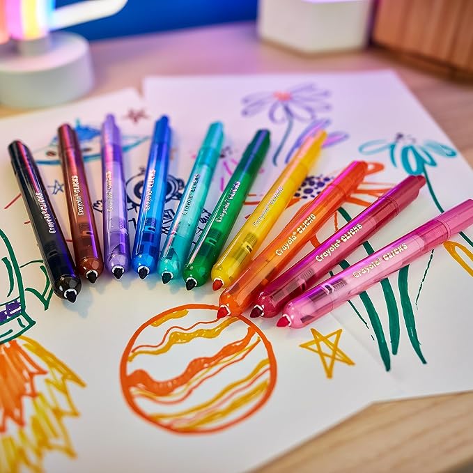 Crayola 10CT SUPERCLICKS,Retractable, Holiday Toys, Gift for Boys and Girls, Kids, Stocking, Arts and Crafts, Gifting