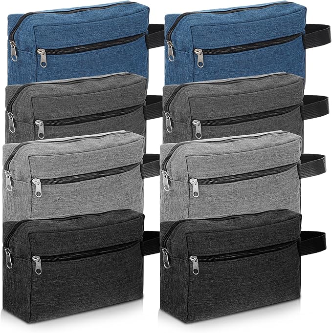 HaiFafafaing 8 Pcs Travel Toiletry Bag for Men, Waterproof Portable Cosmetic Grooming Storage Shaving Bag Pouch, Mens Hanging Toiletry Travel Bags Bulk Groomsmen Gifts for Wedding Day