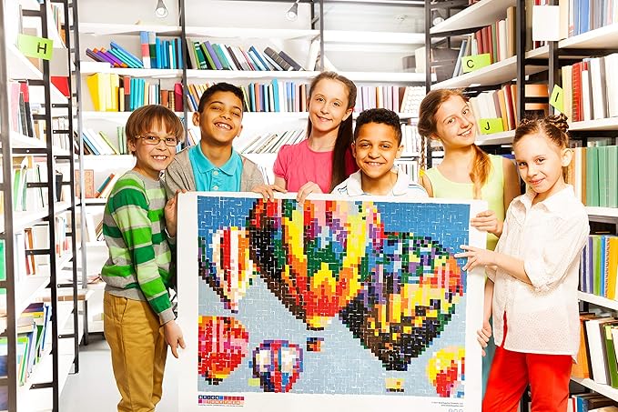 Huge Mosaic Puzzle Poster Kits | Group Project | No Mess Paint by Sticker | Stay at Home Activity | Classroom | One Sticker at a Time! | Large Hot Air Balloon | Learning Fun | 40” X 36” Giant Poster