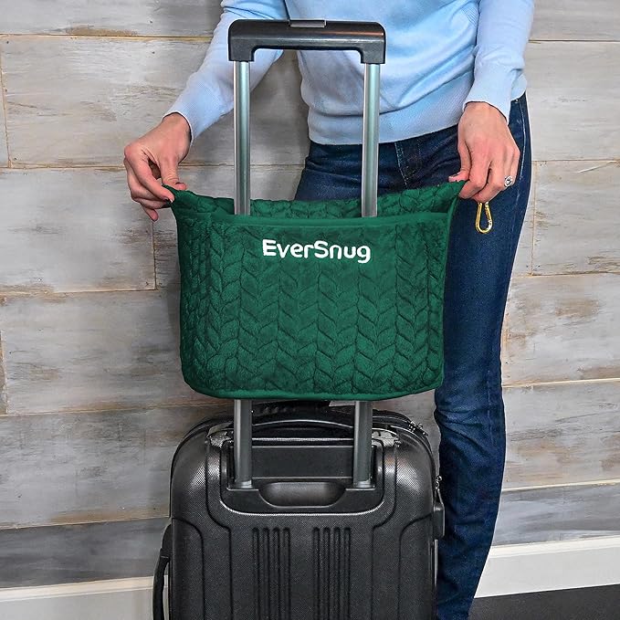 EverSnug Travel Blanket & Pillow 68x42 - Premium Ultra-Soft Microfleece 2 in 1 Compact & Packable Flight Blanket with Soft Bag Pillowcase, Hand Luggage Sleeve and Backpack Clip (Forest Green)