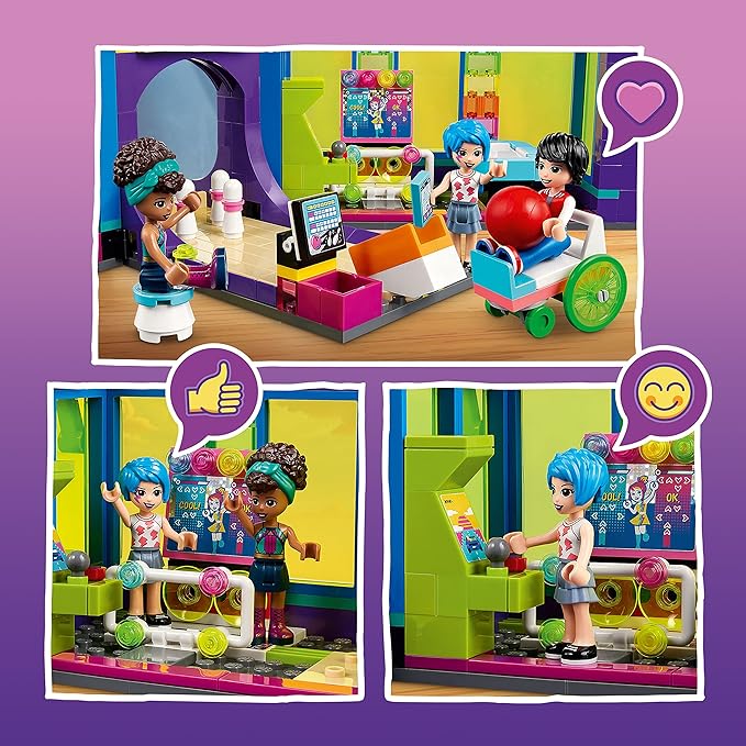 LEGO Friends Roller Disco Arcade Set 41708, Toy Bowling Game, Andrea Mini-Doll Included, Birthday Present Idea for Kids, Girls and Boys 7+, Fun Playset for Creative Play