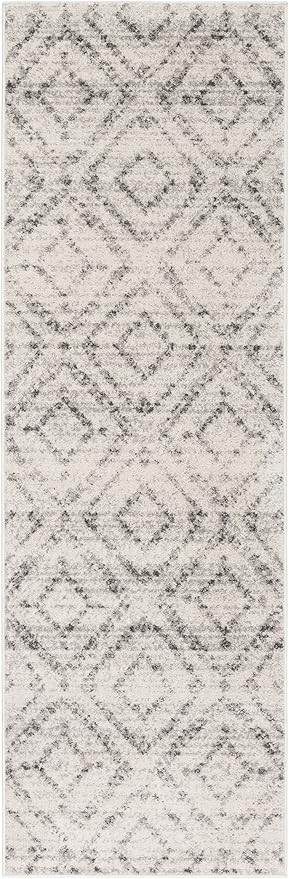 SAFAVIEH Adirondack Collection Runner Rug - 2'6" x 18', Light Grey & Grey, Modern Diamond Distressed Design, Non-Shedding & Easy Care, Ideal for High Traffic Areas in Living Room, Bedroom (ADR131C)