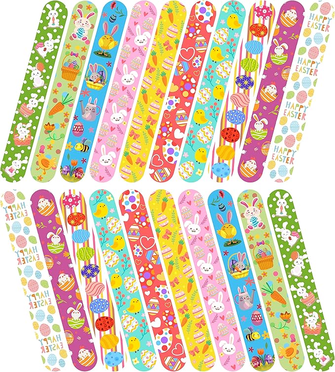 50 Pcs Easter Slap Bracelets for Kids Easter Slap Bracelets Bulk Snap Bracelet Party Favors Supplies for kids&teens Gifts Easter Basket Stuffers Classroom Prizes Exchanging Gifts