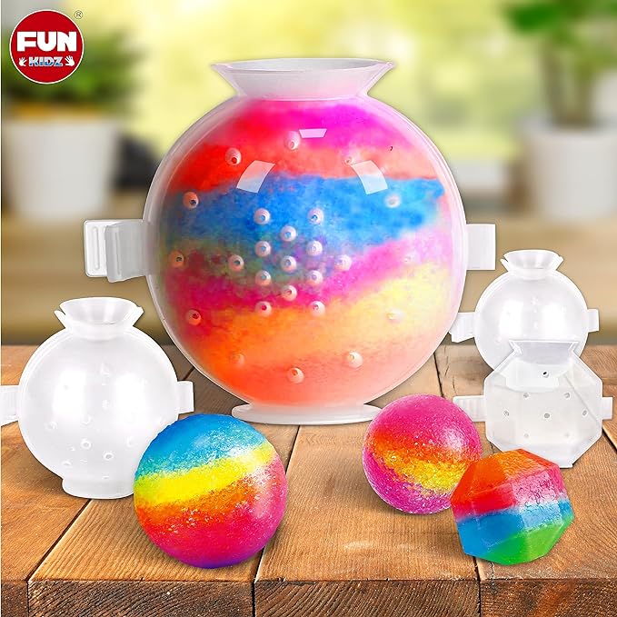 Big Bouncy Ball Kit for Kids, FunKidz DIY Ultimate Magic Bouncy Ball Making Kit Science Craft Projects Birthday Party Activities for Boys Girls Ages 6-12 Includes Tennis Size Ball Model and Powder