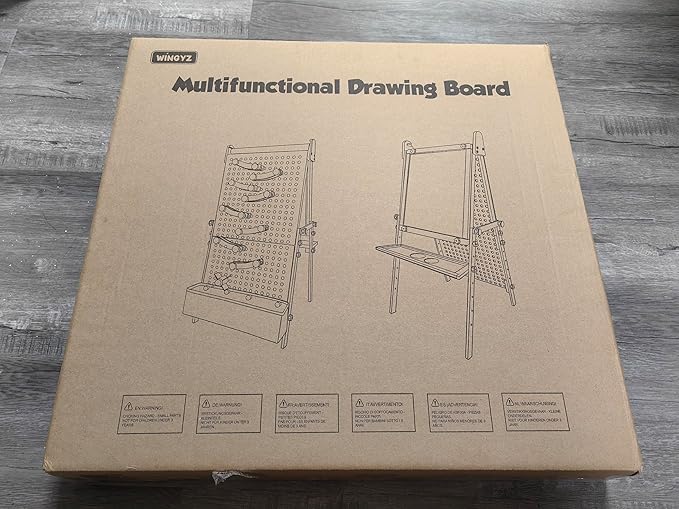 Kids Easel Wooden Marble Run for Kids, 4-in-1 Toddler Art Easel for Kids 3+ Painting Station Stand Drawing, Double-Sided 6 Heights Black Chalkboard Magnetic Whiteboard Paper Roll Holder