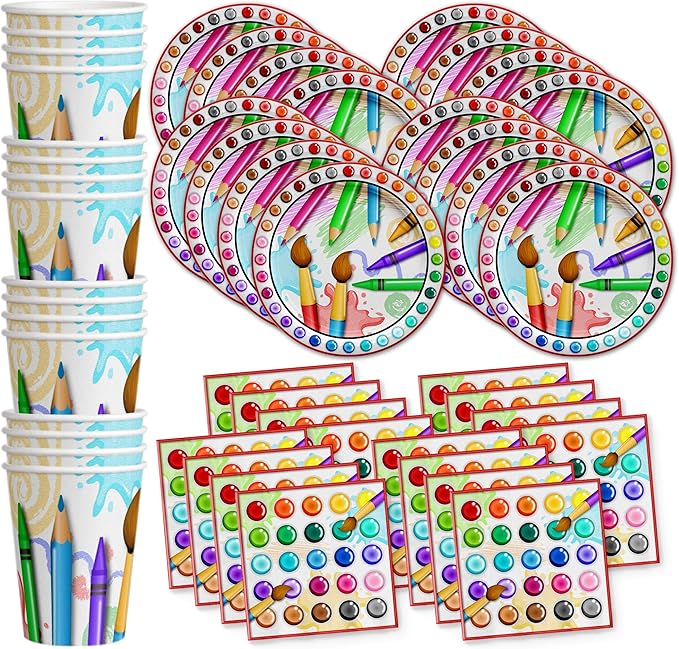 Artist Painting Birthday Party Supplies Set Plates Napkins Cups Art Tableware Kit for 16