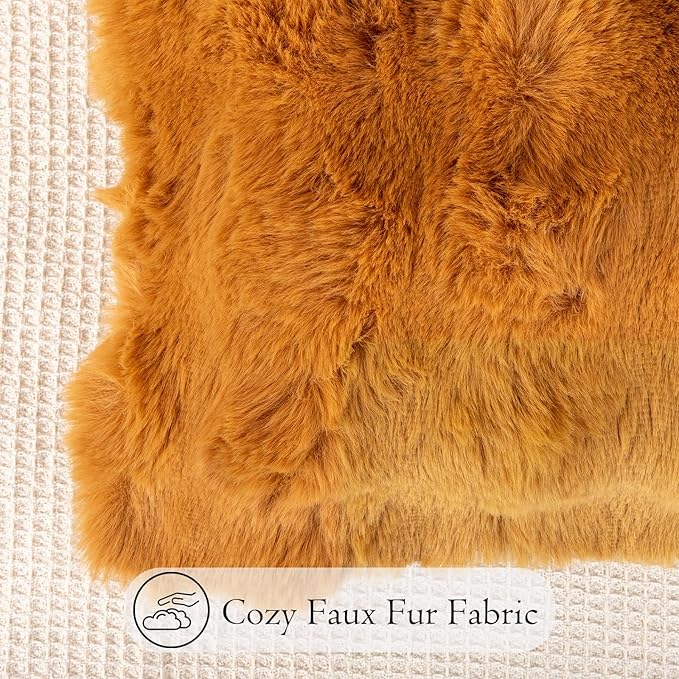 14x36 Faux Fur Lumbar Pillow Cover, Coco Brown Bubble Texture Raised Plush Soft Cushion Case for Sofa Bed Living Room Home Decor, ONLY 1 Cover