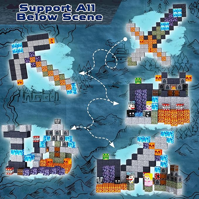 Magnetic Blocks - 100PCS Build Magnetic Dark Mechanical Guardian Castle - Magnetic Toys for Montessori Toddler Christmas Birthday Gifts - STEM Sensory Toys for 3 4 5 6 7 8 9 10 Year Old Boys