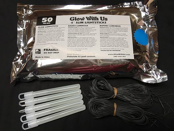 Glow Sticks Bulk Wholesale, 50 4” Blue Glow Stick Light Sticks. Bright Color, Kids Love Them! Glow 8-12 Hrs, 2-Year Shelf Life, Sturdy Packaging, GlowWithUs Brand