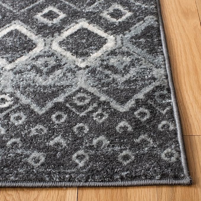 SAFAVIEH Amsterdam Collection Runner Rug - 2'3" x 10', Dark Grey & Light Grey, Moroccan Boho Design, Non-Shedding & Easy Care, Ideal for High Traffic Areas in Living Room, Bedroom (AMS108J)