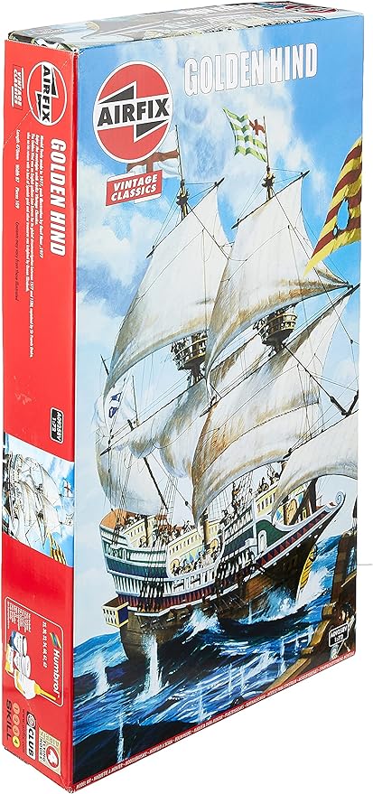 Airfix Ship Model Kit Vintage Classics - A09258V Golden Hind, Plastic Watercraft Model Kits for Adults & Kids Ages 8+, Skill Level 3, 1:72 Scale Warship Models, Miniature Battleship Navy Gifts