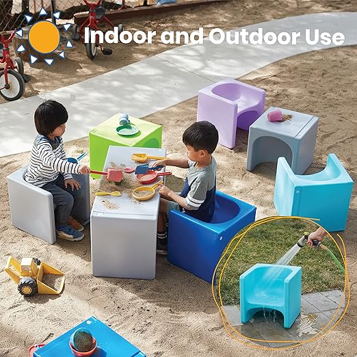ECR4Kids Tri-Me 3-In-1 Cube Chair, Kids Furniture, Cyan