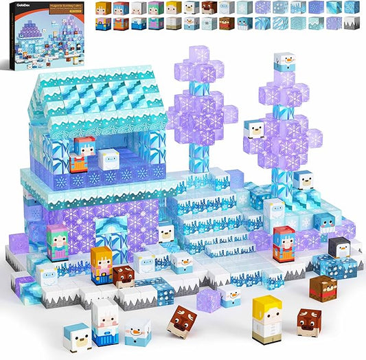 GobiDex 100PCS Magnetic Blocks Magnet Building Toys, Frozen Toys Princess Castle for Girls, Upgraded STEM Sensory Birthday Gift for Kids Age 3+ Years Old
