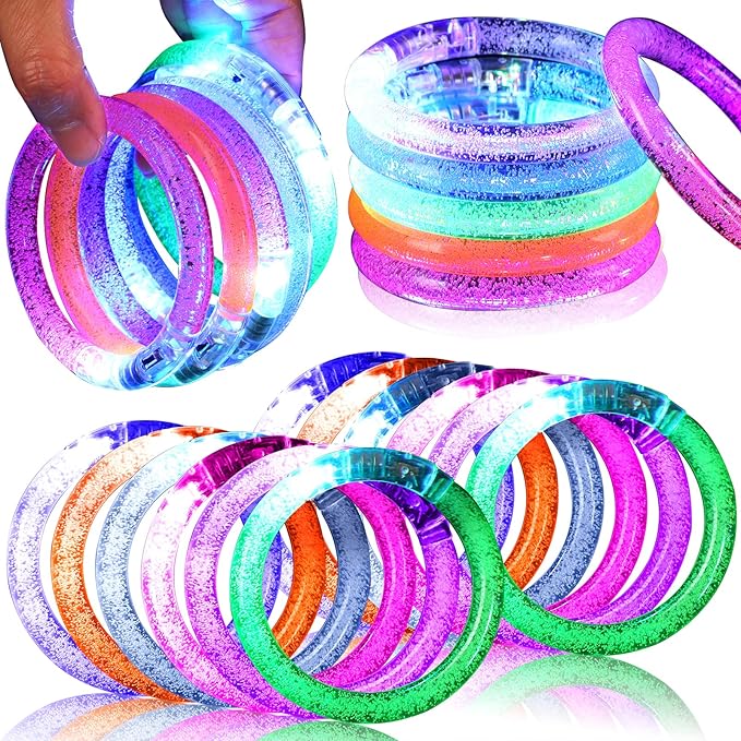 48 Pack Glow in The Dark Bracelets, LED Bracelets Party Supplies, LED Glow Stick Bracelet Christmas Party Supplies Light Up Party Favors for Concerts, Festivals, Sports, Parties, Night Events