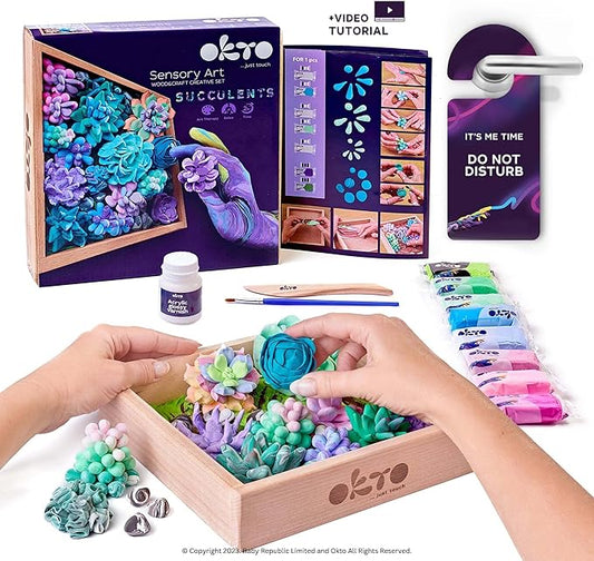 Art Kit Tenderness| Succulents Art Set 3D for Home Wall Decor | Craft Kits for Adults and Teen | Craft Box with Modeling Clay for Succulents | Hobby Kits Succulent DIY Kits