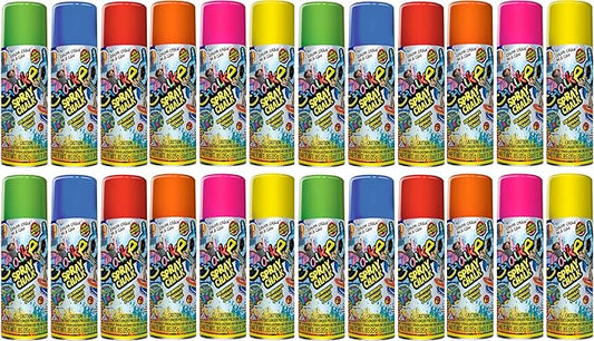 JA-RU Sidewalk Chalk Spray (Assorted) Kids Driveway, Yard, Sidewalk Liquid Colored Chalk. Field Marking Chalk Line Spray Temporary Markers. Washable Outdoor Chalk Set Art Toys. 3525 (24 Cans)
