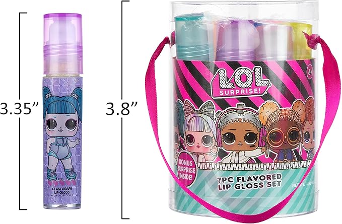 L.O.L. Surprise! Party Favors - 7PC Lip Gloss Canister with Bonus Stickers Party favor