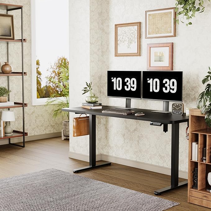Monomi Electric Standing Desk, 71 x 31.5 inches Height Adjustable, Ergonomic Home Office Sit Stand Up Desk with Memory Preset Controller (Black Top/Black Frame)