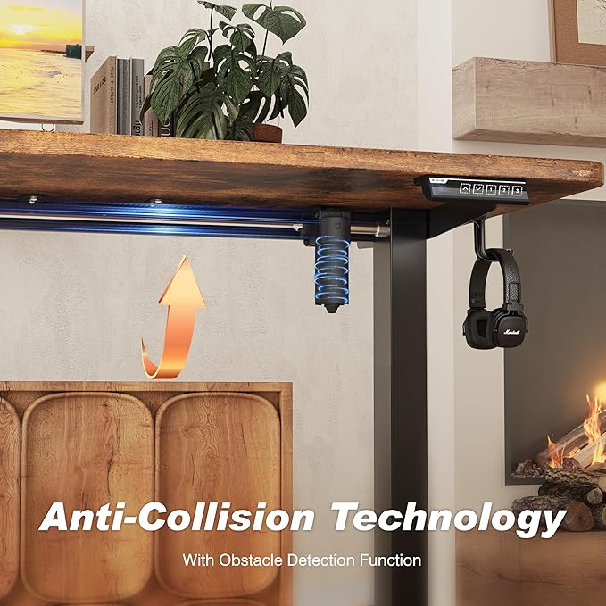 Monomi 86.6" Electric Standing Desk for Home Office - Large Adjustable Height Desk with 178 lbs Weight Capacity, 3 Memory Presets, Quiet Motor, Anti-Collision (Rustic Brown)