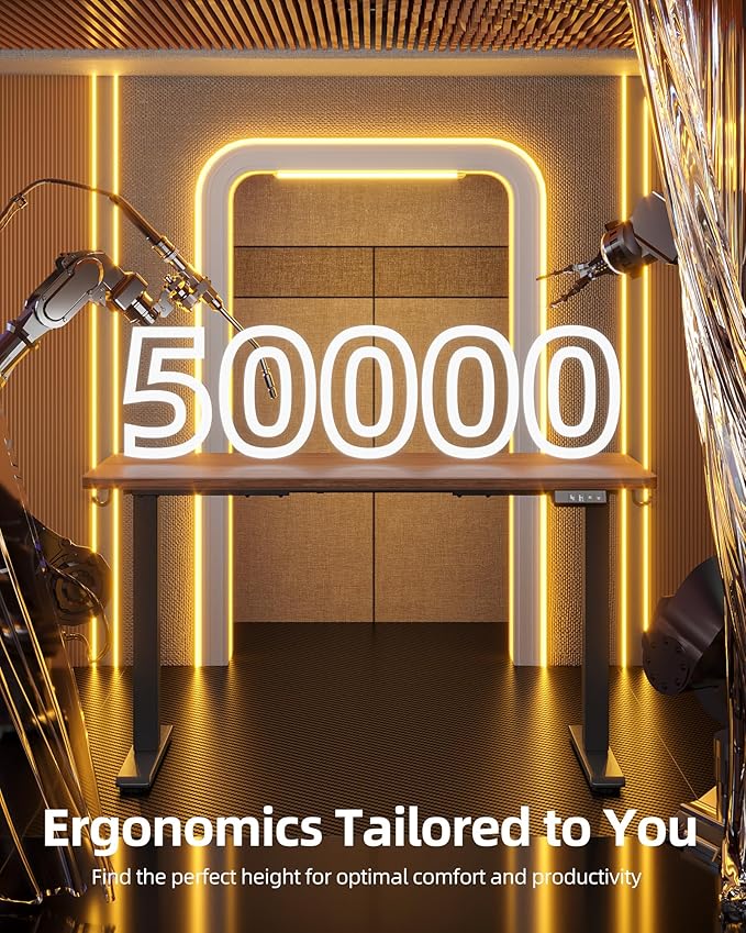 TIQLAB Electric Standing Desk, 47 * 24 Inches Adjustable Height Stand up Desk,Sit Stand Home Office Table with Splice Board, Black Walnut