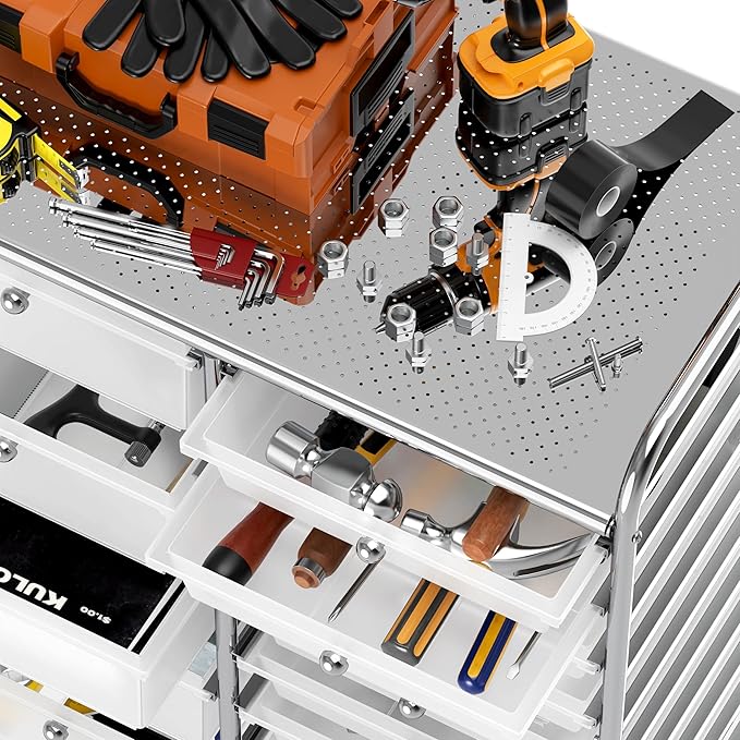 Simple Houseware Utility Cart with 15 Drawers Rolling Storage Art Craft Organizer, Chrome