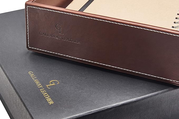 Gallaway Leather Letter Desk Organizer - Premium PU Leather Perfect for Office Organization, Document Holder Fits A4 Paper, Stackable Drawers for Extra Desk Storage