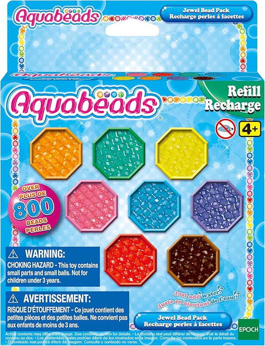 Aquabeads Jewel Bead Pack - Arts & Crafts Bead Refill Kit for Kids 4+ - Expand Your Aquabeads Creations with 800+ Jewel Beads in 8 Colors