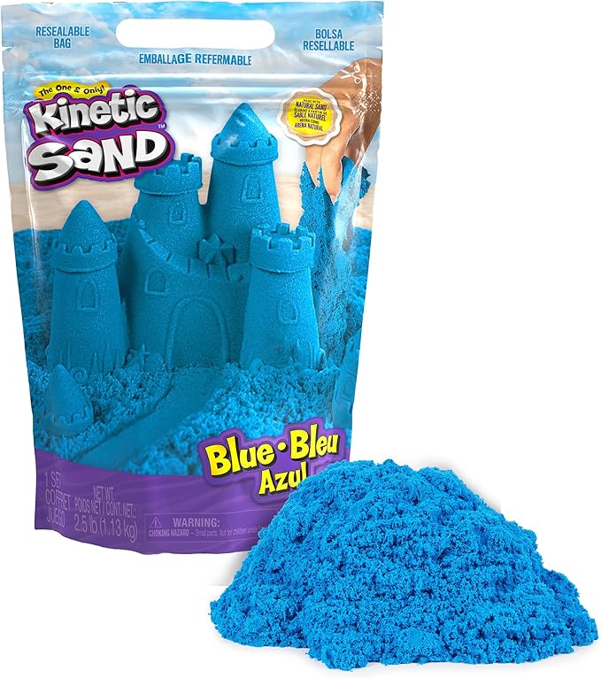 Kinetic Sand, 2.5lbs Blue Play Sand, Moldable Sensory Toys for Kids, Resealable Bag, for Ages 3 and up