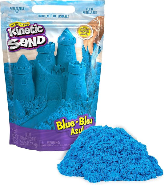 Kinetic Sand, 2.5lbs Blue Play Sand, Moldable Sensory Toys for Kids, Resealable Bag, for Ages 3 and up
