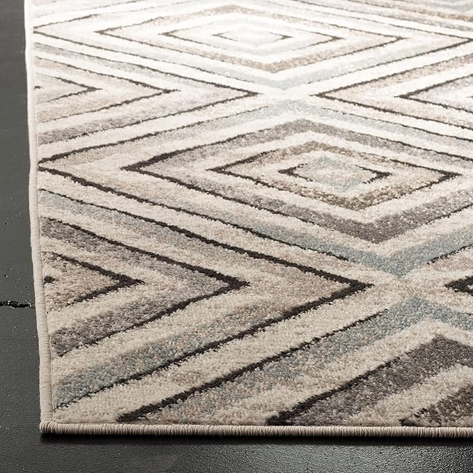 SAFAVIEH Amsterdam Collection Runner Rug - 2'3" x 8', Cream & Beige, Diamond Geometric Design, Non-Shedding & Easy Care, Ideal for High Traffic Areas in Living Room, Bedroom (AMS109A)