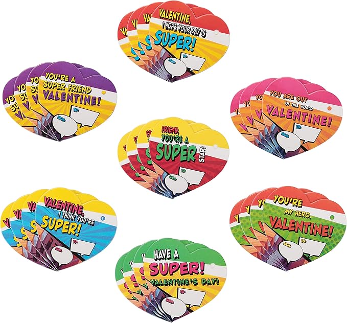 JOYIN 28 Pcs Valentines Day Prefilled Hearts with Cards Filled with Power Bracelets for Kids Classroom Exchange, Cute Valentine Party Favors, Gift Exchange, Game Prizes